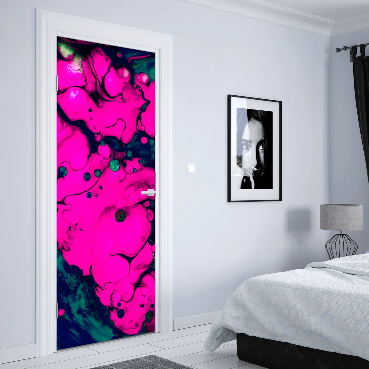 Türaufkleber neonpink flüssige abstraktion Türaufkleber neonpink flüssige abstraktion