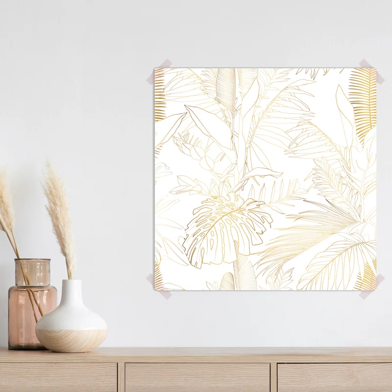 Poster goldene tropische blätter line art Poster goldene tropische blätter line art