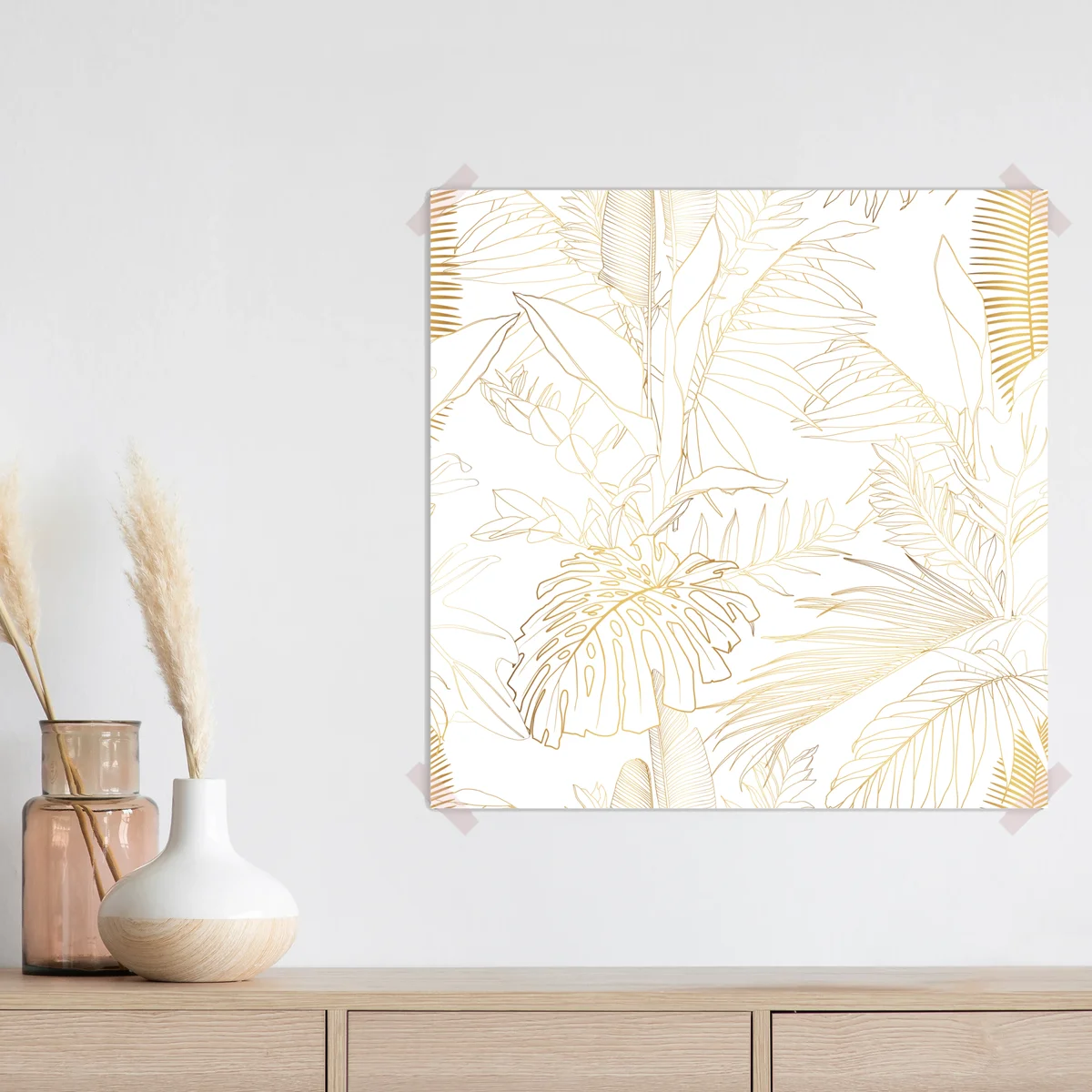Poster goldene tropische blätter line art Poster goldene tropische blätter line art