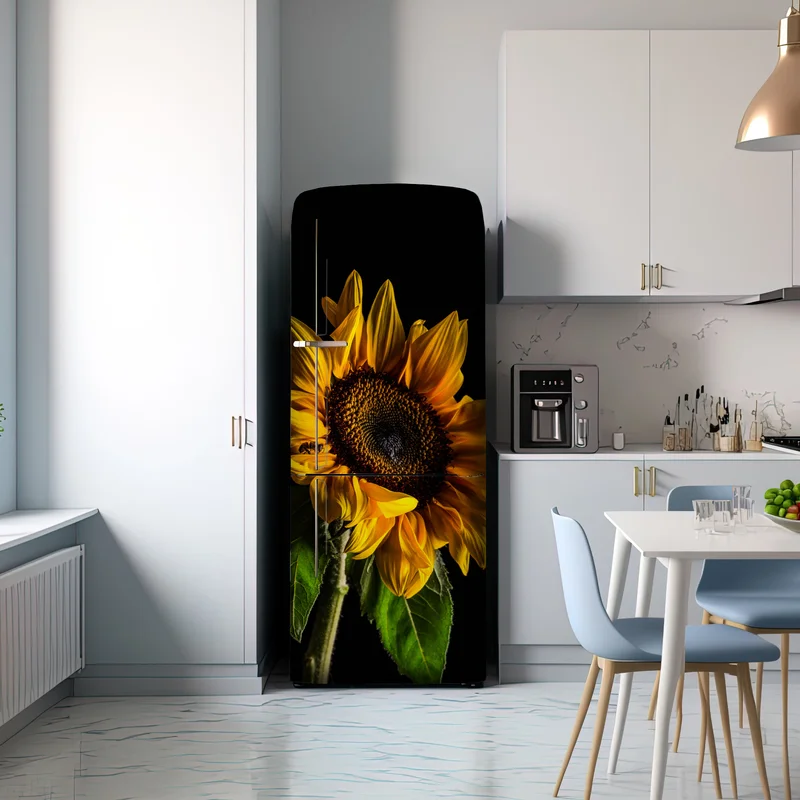 Kühlschrankaufkleber goldene sonnenblume in nahaufnahme