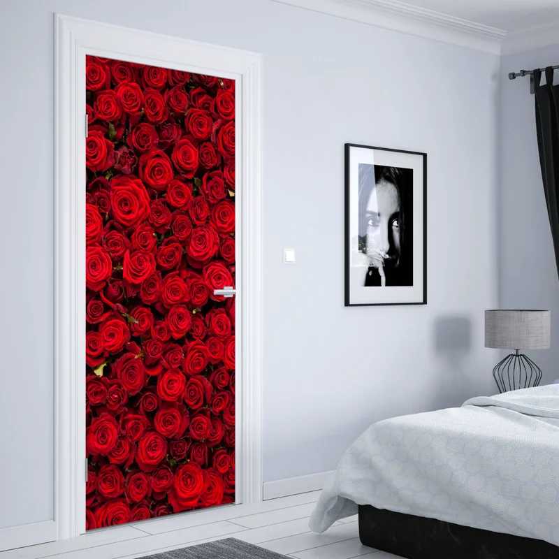 Türaufkleber endlose wand aus roten rosen