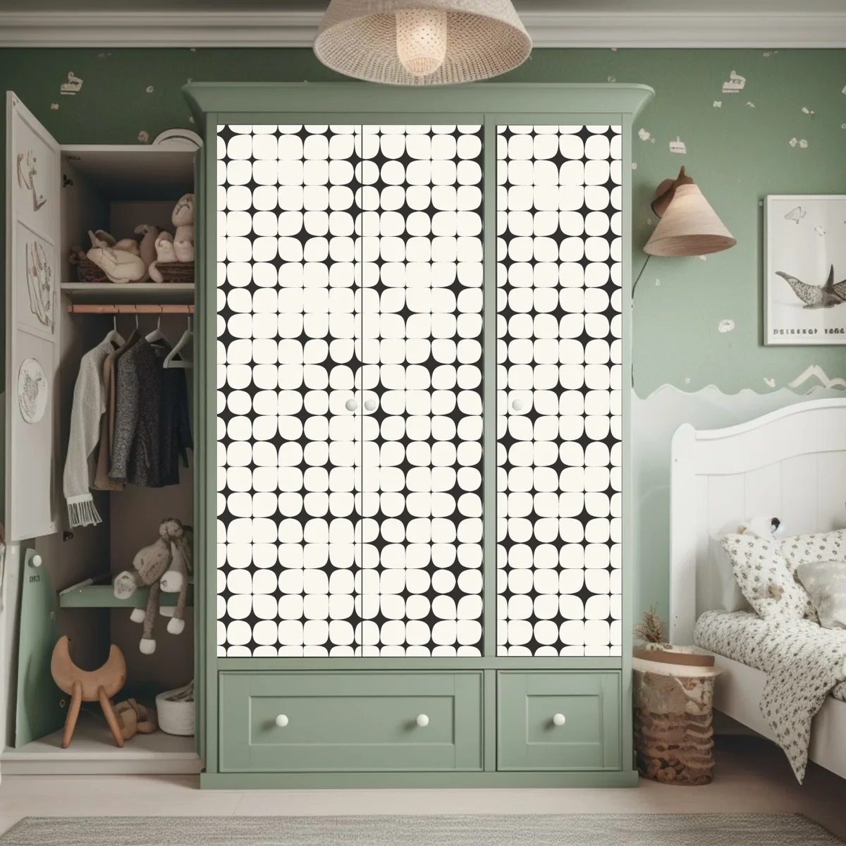 Schrankaufkleber monochromes geometrisches punktmuster Schrankaufkleber monochromes geometrisches punktmuster