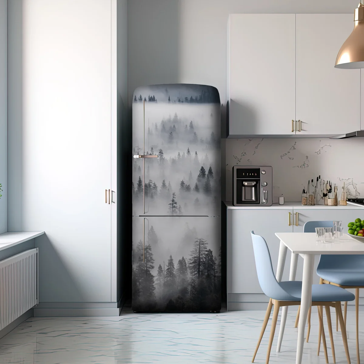 Kühlschrankaufkleber nebeliger kiefernwald Kühlschrankaufkleber nebeliger kiefernwald