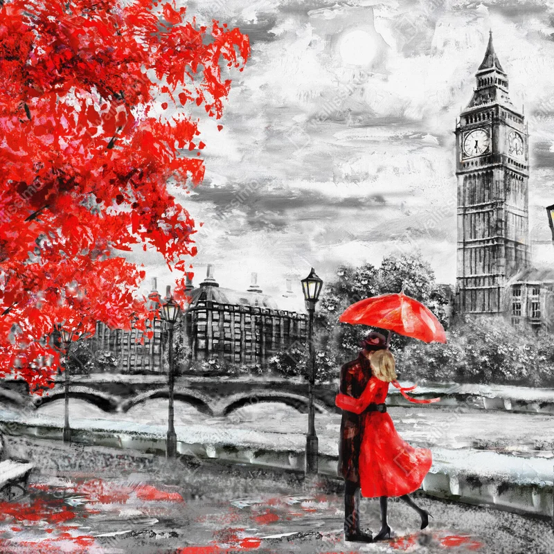 Repositionierbarer Aufkleber romantischer regnerischer abend in London Repositionierbarer Aufkleber romantischer regnerischer abend in London