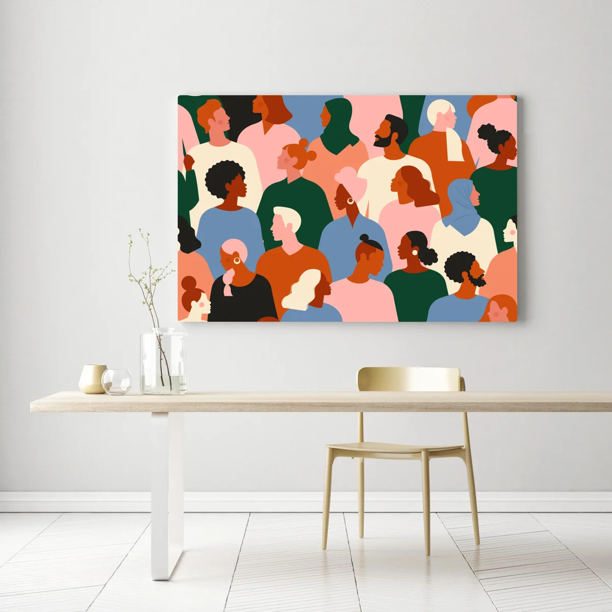 Leinwandbild muster mit porträts einer vielfältigen gemeinschaft Leinwandbild muster mit porträts einer vielfältigen gemeinschaft