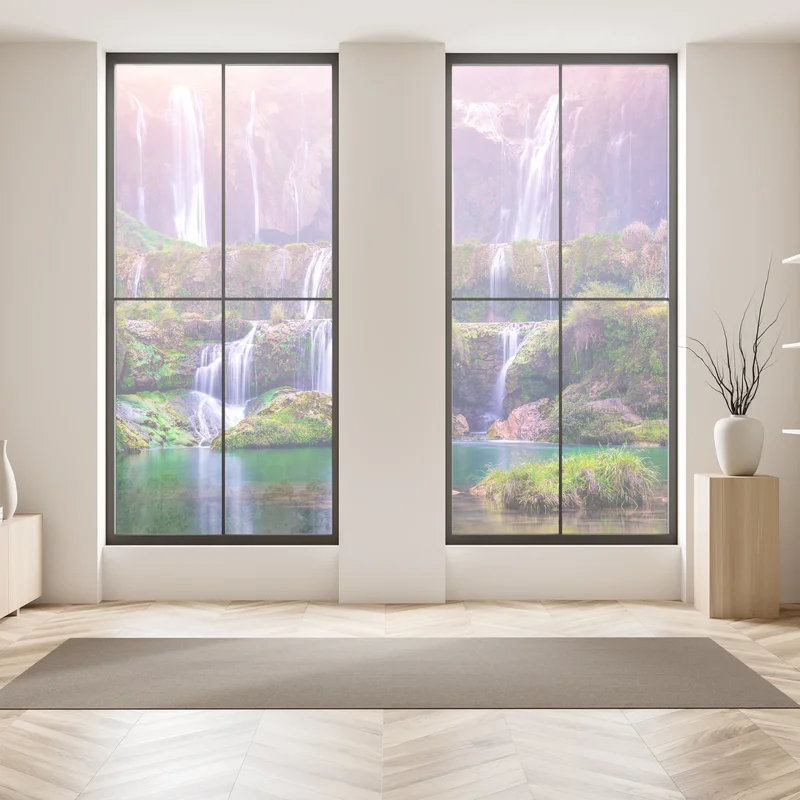 Fensteraufkleber friedlicher wasserfall Jiulong in Luoping, China