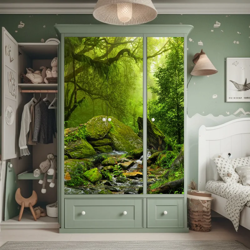 Schrankaufkleber moosbedeckter waldbach Schrankaufkleber moosbedeckter waldbach