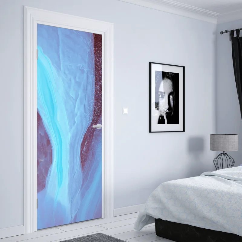 Türaufkleber ätherisches türkis-rosa marmormuster