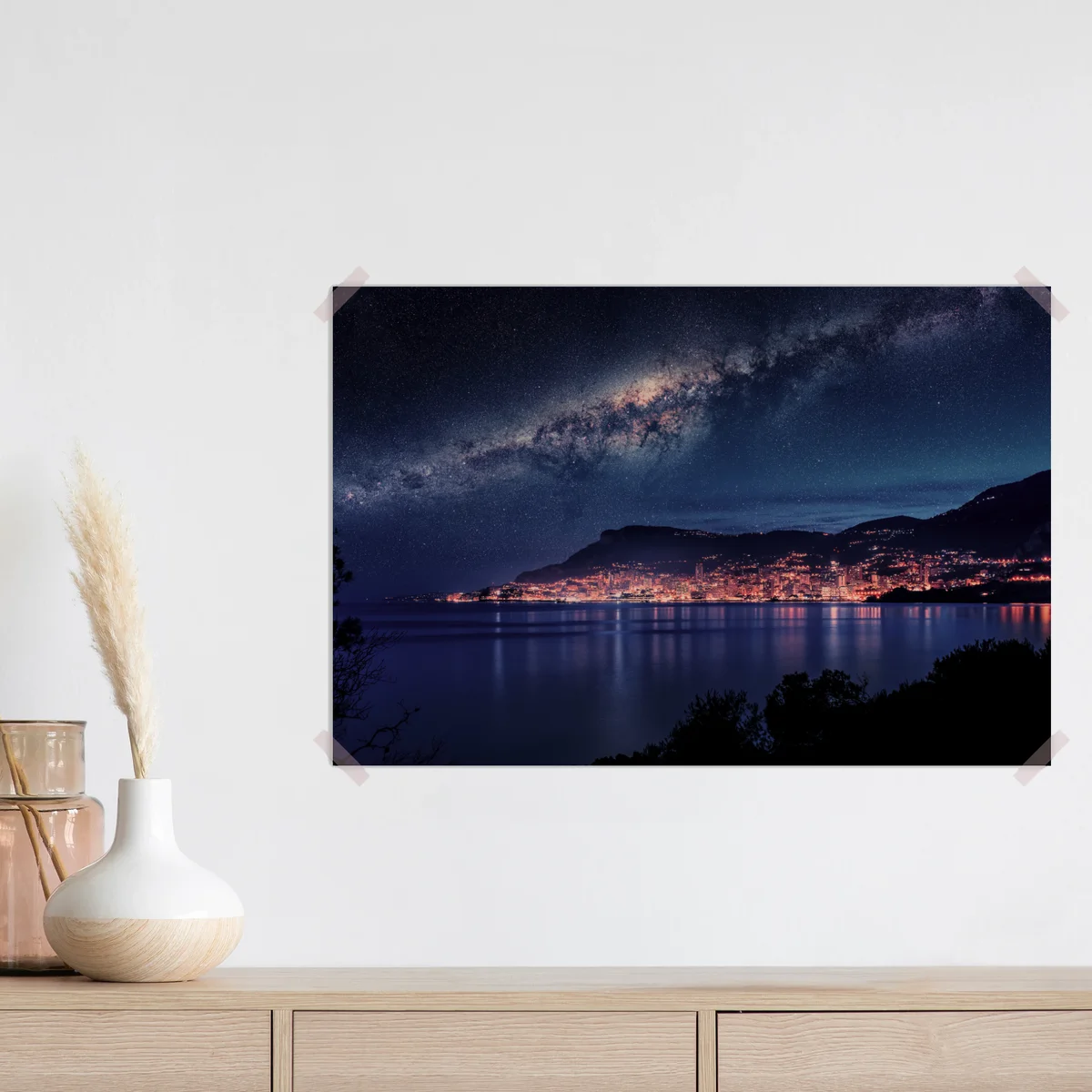 Poster küstenstadt unter der milchstraße Poster küstenstadt unter der milchstraße