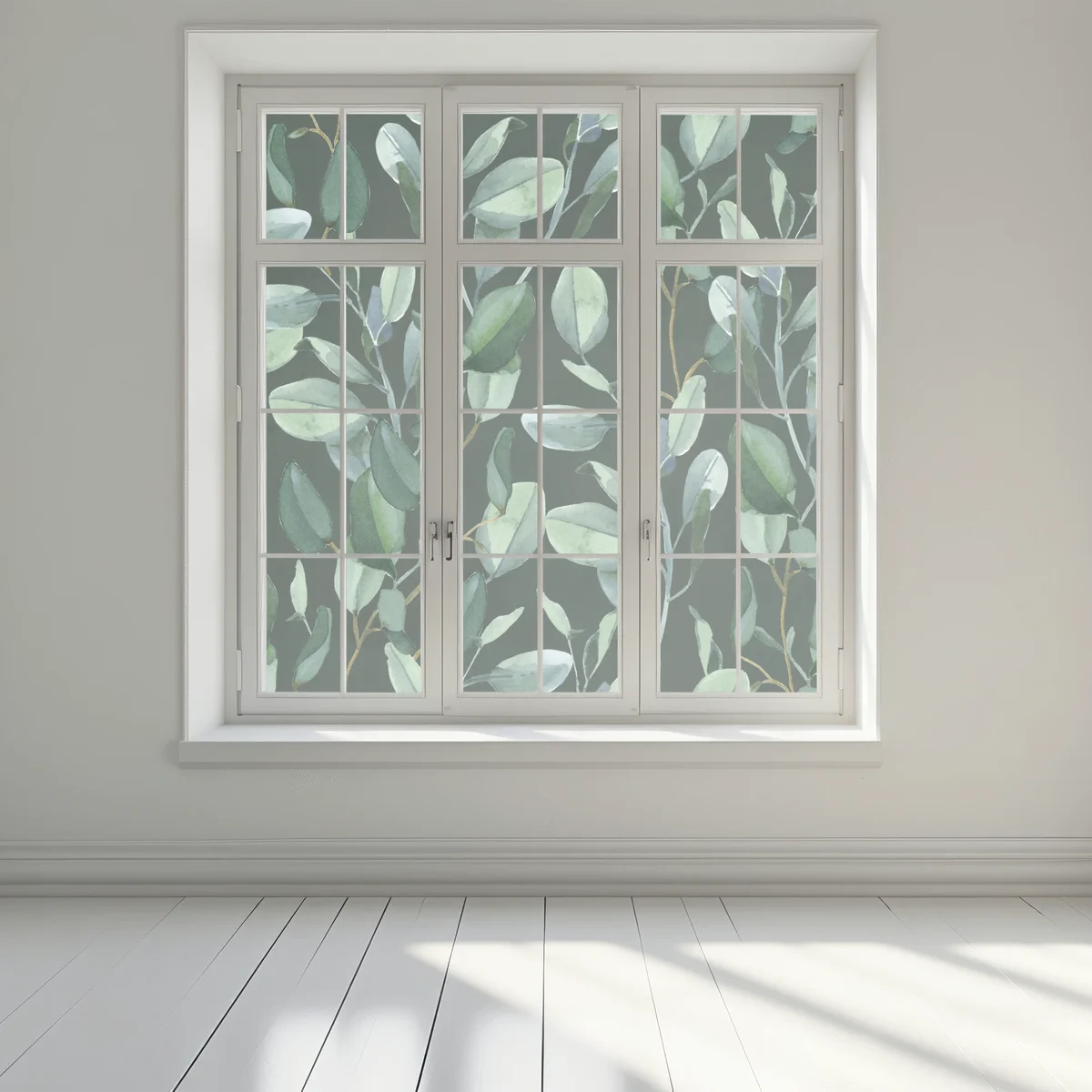 Fensteraufkleber aquarell eukalyptusblätter muster auf dunkelgrünem hintergrund Fensteraufkleber aquarell eukalyptusblätter muster auf dunkelgrünem hintergrund