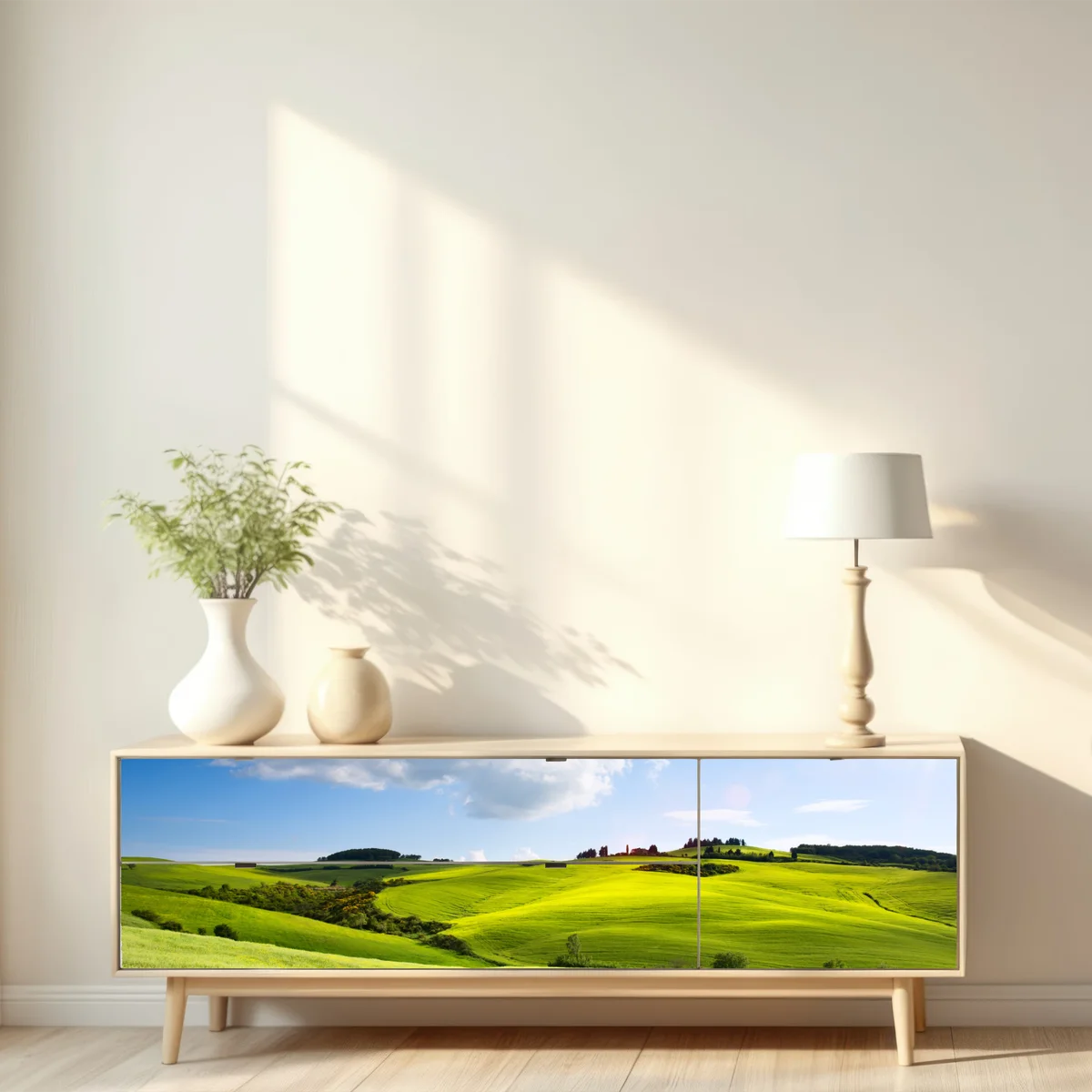 Repositionierbarer Aufkleber Toskana sanfte hügel bei sonnenuntergang Repositionierbarer Aufkleber Toskana sanfte hügel bei sonnenuntergang