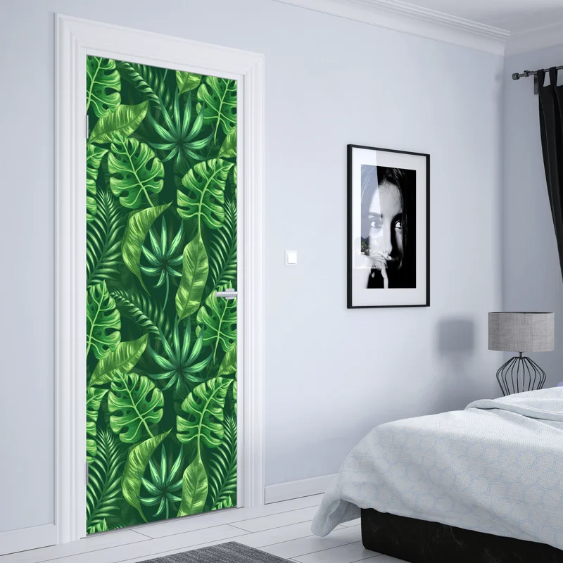 Türaufkleber tropisches monstera blattmuster