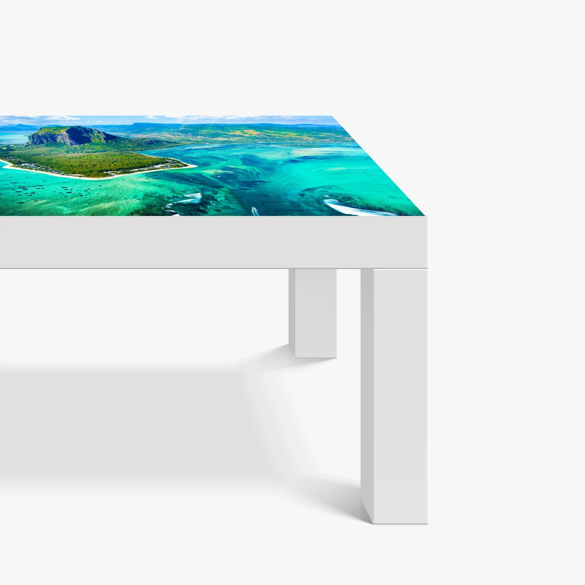 Tischaufkleber und Schreibtischaufkleber türkisfarbene lagune aus der luft, Mauritius Tischaufkleber und Schreibtischaufkleber türkisfarbene lagune aus der luft, Mauritius