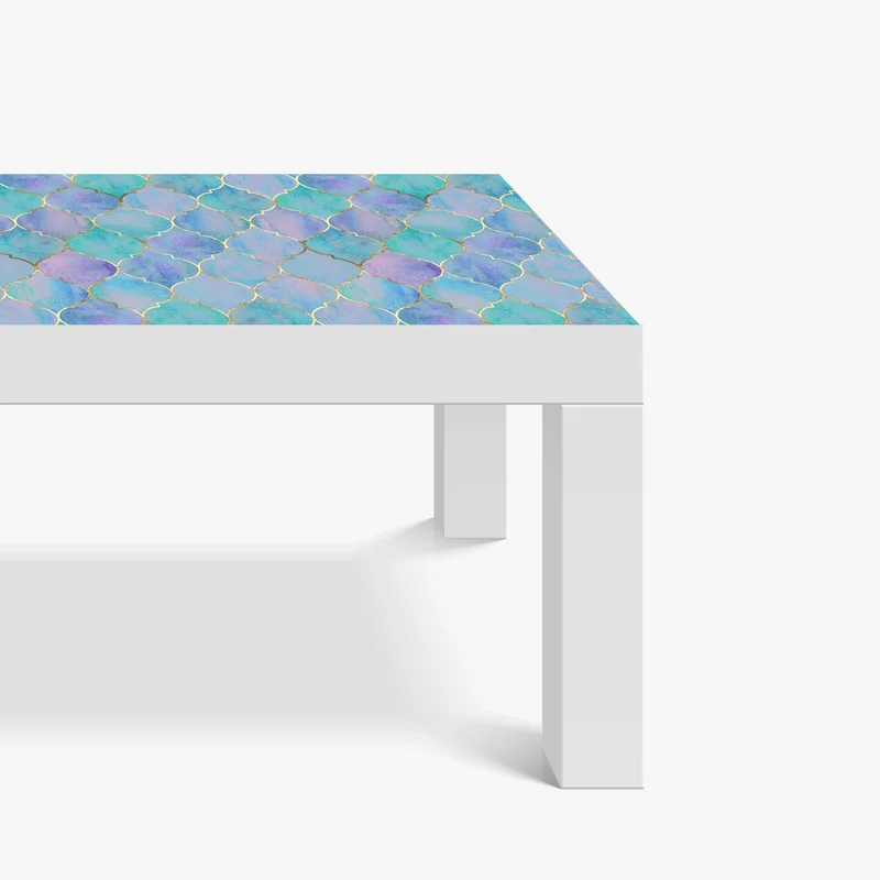 Tischaufkleber und Schreibtischaufkleber pastell türkis marokkanisches fliesenmuster