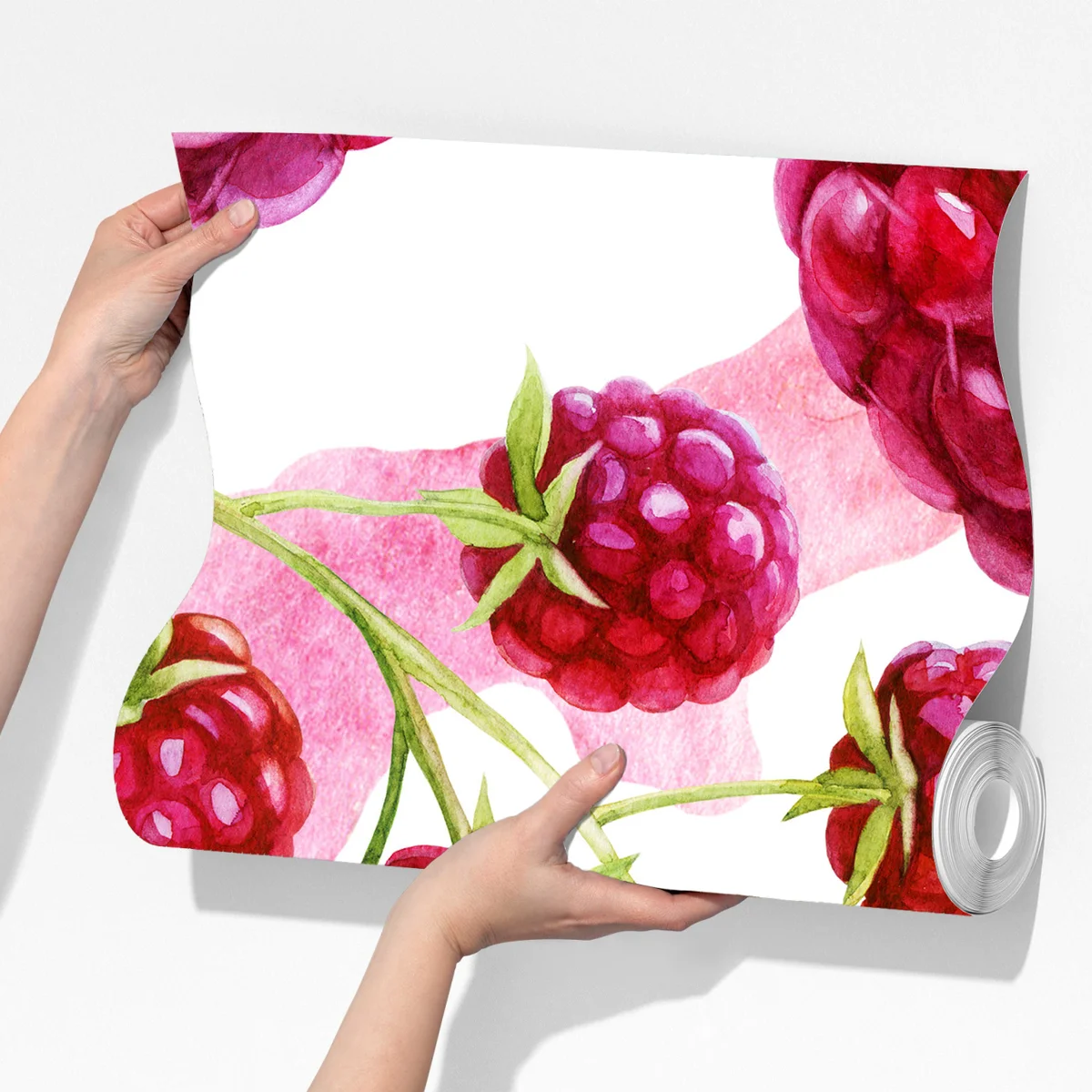 Fototapeta akwarelowy wzór z malinami Fototapeta akwarelowy wzór z malinami