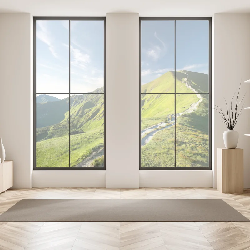 Fensteraufkleber sonnenbeschienener berggrat mit pfad Fensteraufkleber sonnenbeschienener berggrat mit pfad