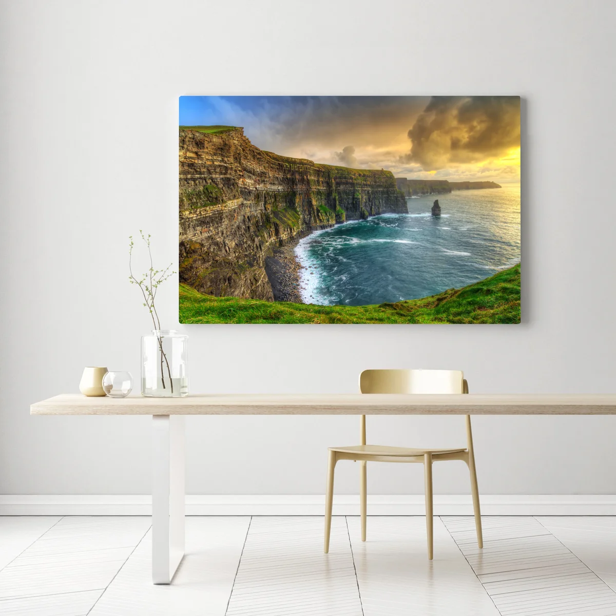 Leinwandbild dramatische küstenklippen bei sonnenuntergang Leinwandbild dramatische küstenklippen bei sonnenuntergang