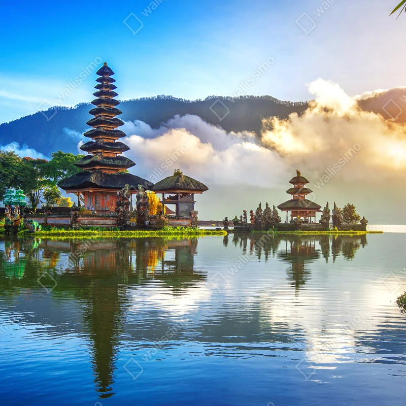 Leinwandbild Pura Ulun Danu Bratan bei sonnenaufgang Leinwandbild Pura Ulun Danu Bratan bei sonnenaufgang