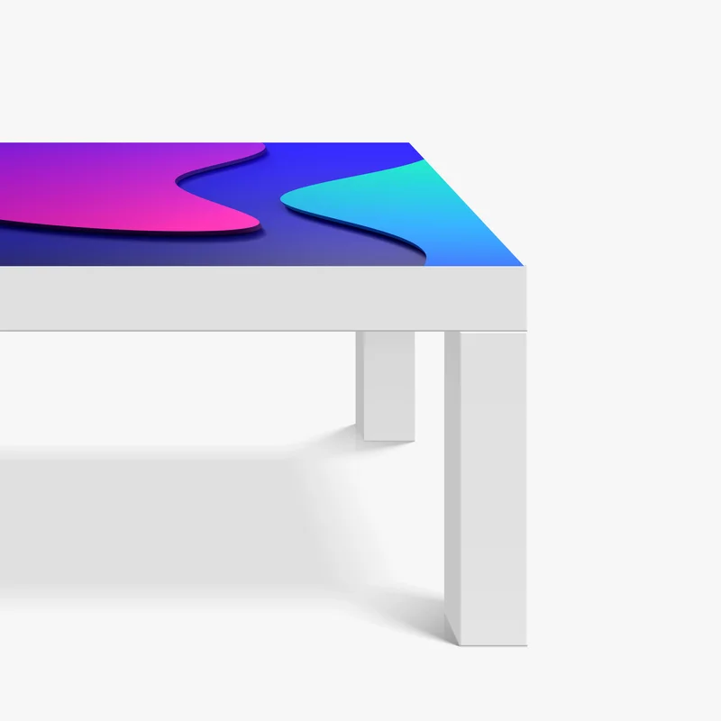 Tischaufkleber und Schreibtischaufkleber leuchtende lila-blaue abstrakte 3d-formen