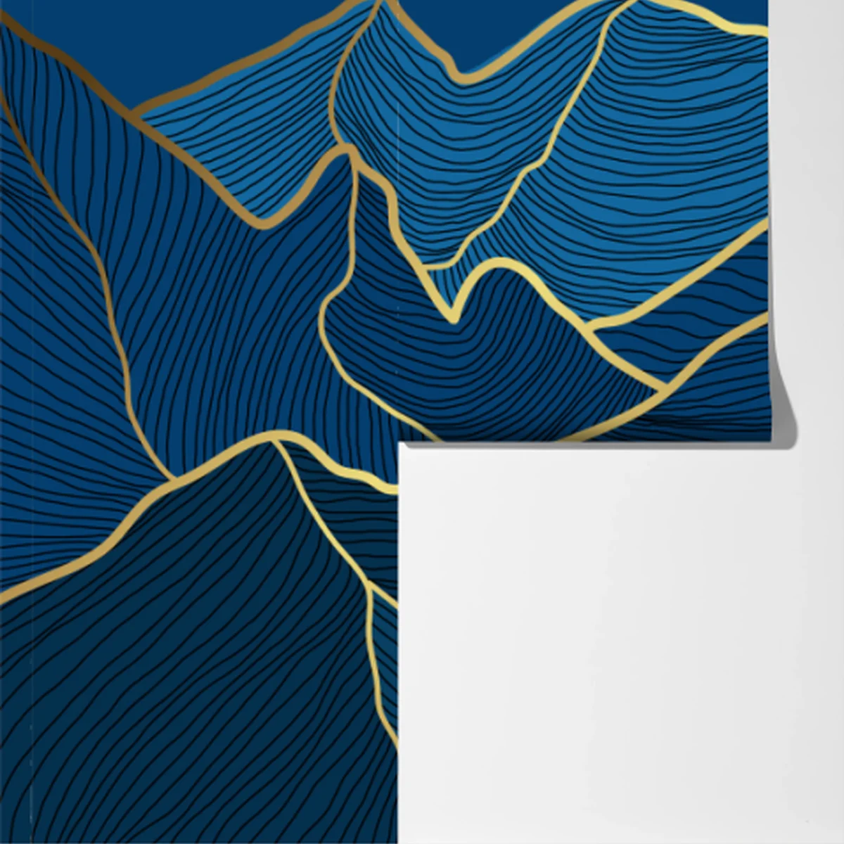 Fototapeta złote linie górskie na granatowym tle Fototapeta złote linie górskie na granatowym tle