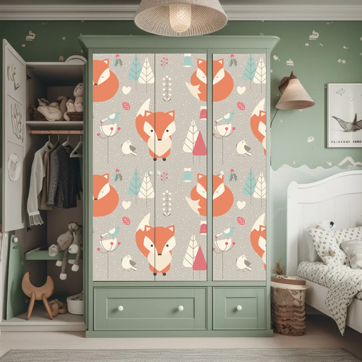 Schrankaufkleber niedliches waldfuchs-muster Schrankaufkleber niedliches waldfuchs-muster