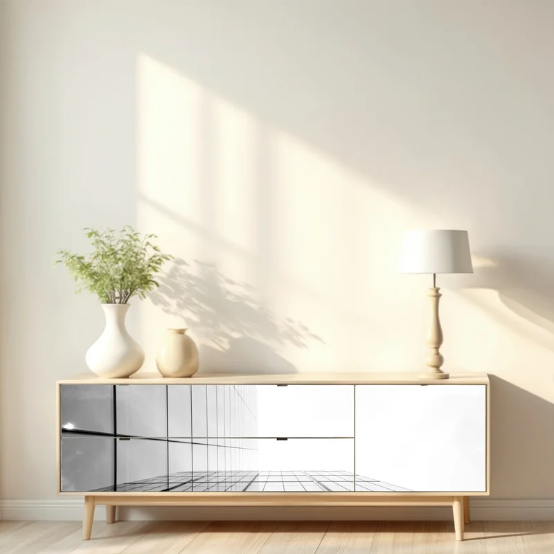 Repositionierbarer Aufkleber minimalistische glasfassade perspektive