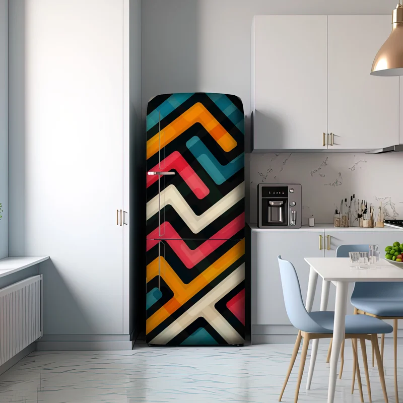 Kühlschrankaufkleber buntes geometrisches labyrinthmuster