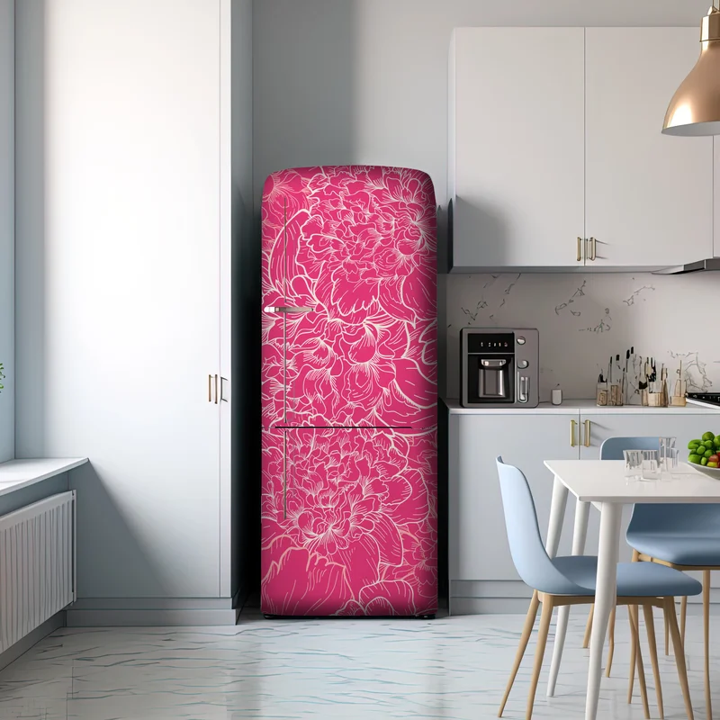 Kühlschrankaufkleber leuchtendes rosa pfingstrosenmuster