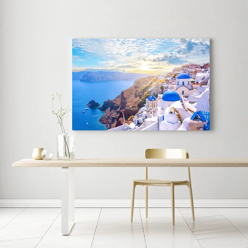 Leinwandbild sonniges Oia auf der caldera von Santorini Leinwandbild sonniges Oia auf der caldera von Santorini