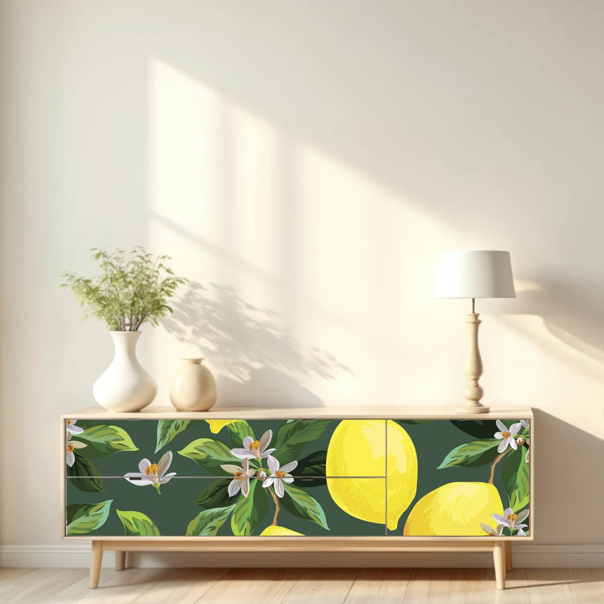 Repositionierbarer Aufkleber botanisches zitronenmuster Repositionierbarer Aufkleber botanisches zitronenmuster