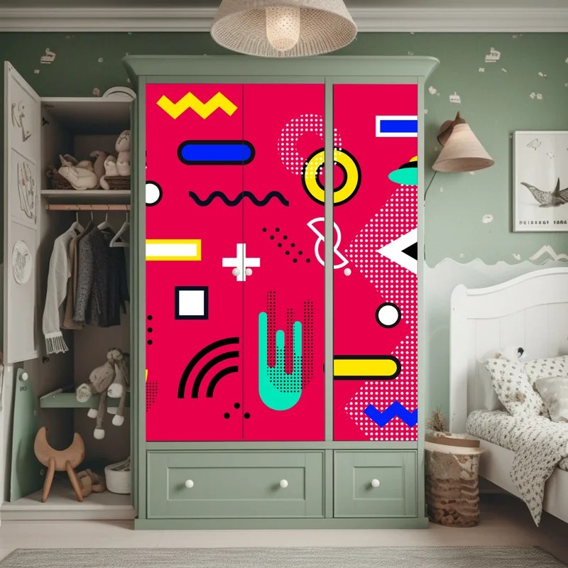 Schrankaufkleber lebhaftes geometrisches pop-muster