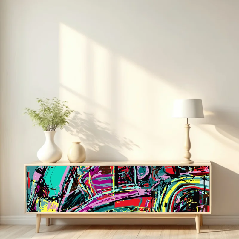 Repositionierbarer Aufkleber lebhafte türkis abstrakte autokomposition