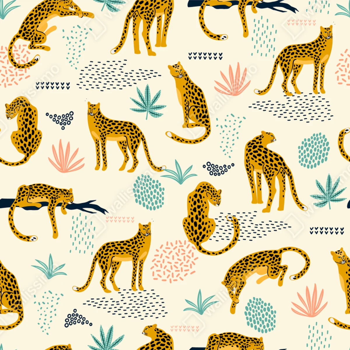 Schrankaufkleber verspieltes gepardenmuster in pastelltönen Schrankaufkleber verspieltes gepardenmuster in pastelltönen