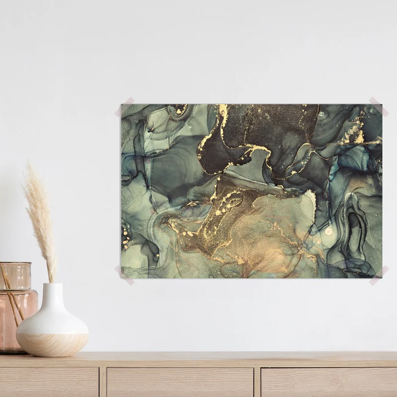 Poster türkis und gold fließende abstraktion Poster türkis und gold fließende abstraktion