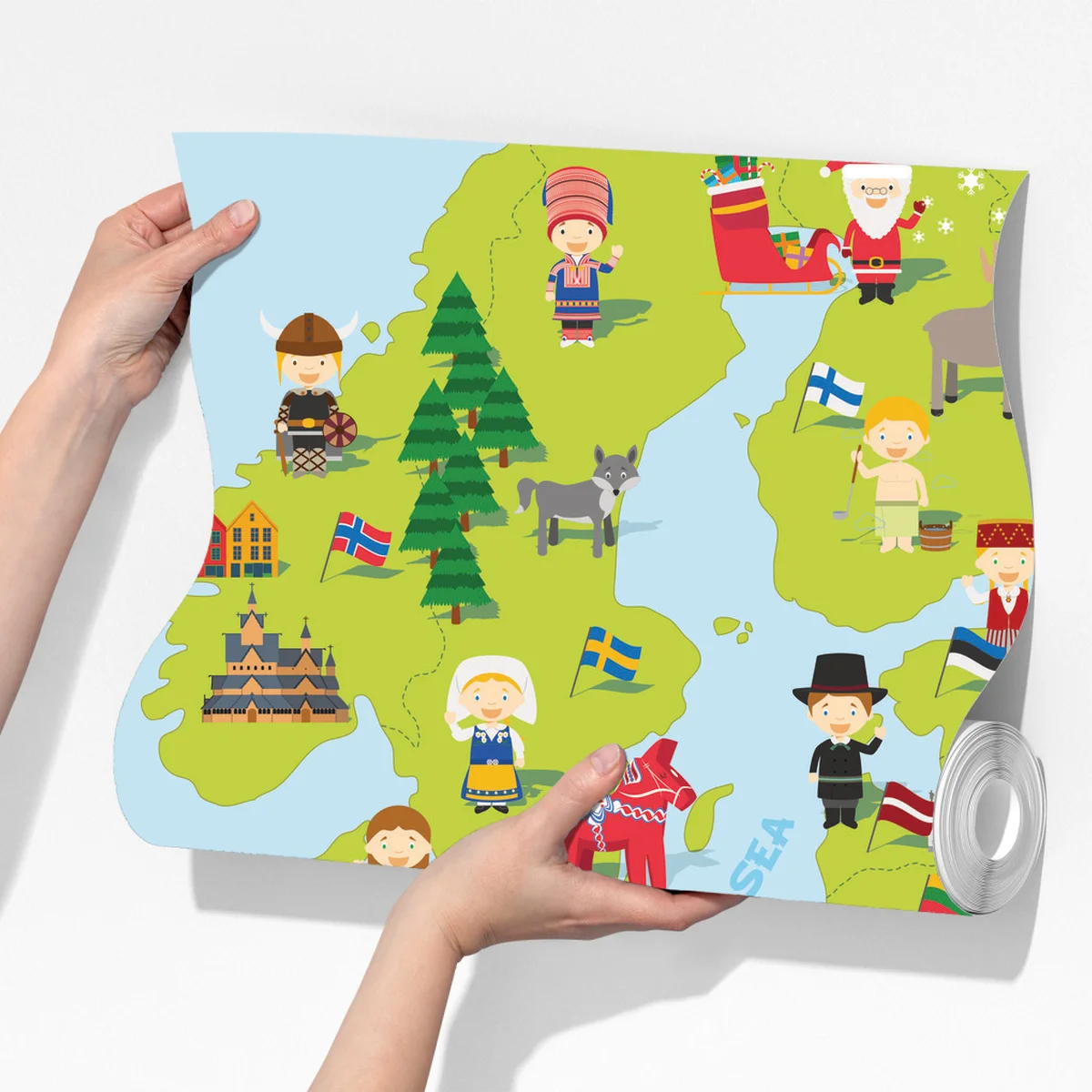 Fototapeta ilustrowana mapa Europy dla dzieci Fototapeta ilustrowana mapa Europy dla dzieci