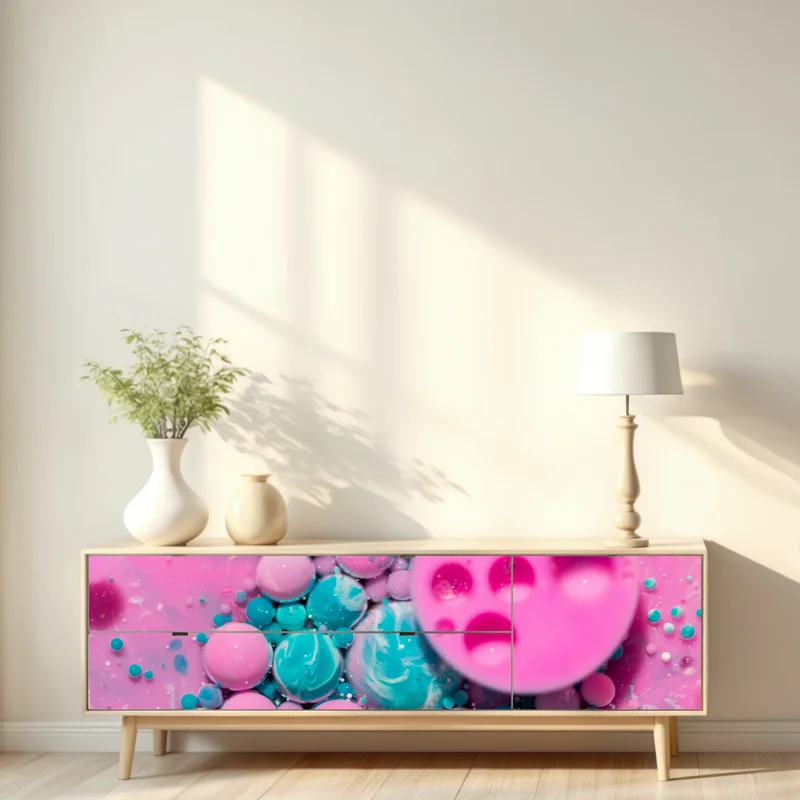 Repositionierbarer Aufkleber rosa und türkis marmor abstrakt