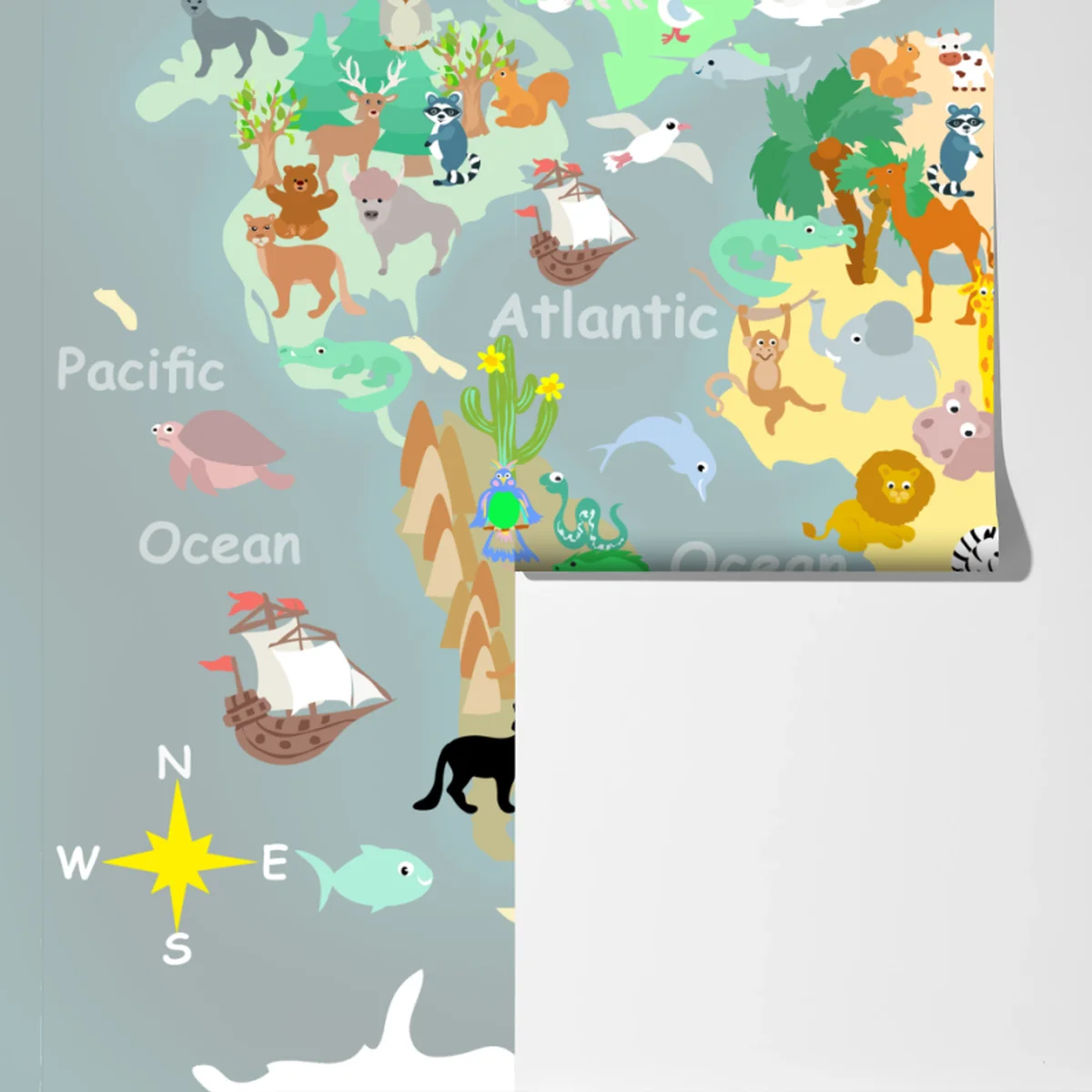 Fototapete weltkarte mit tieren Fototapete weltkarte mit tieren