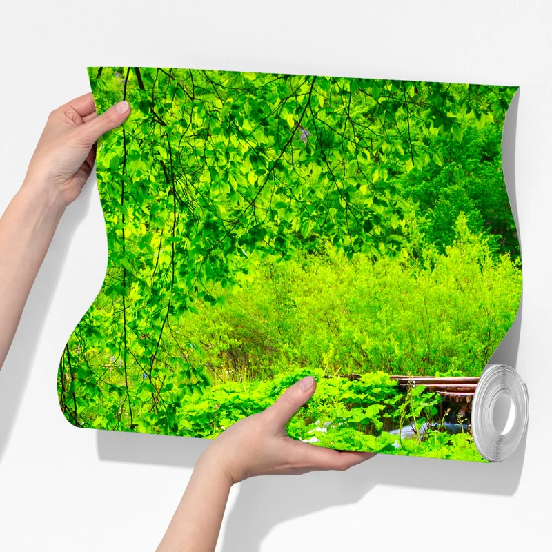 Fototapeta spokojna zielona kładka nad rzeką Fototapeta spokojna zielona kładka nad rzeką