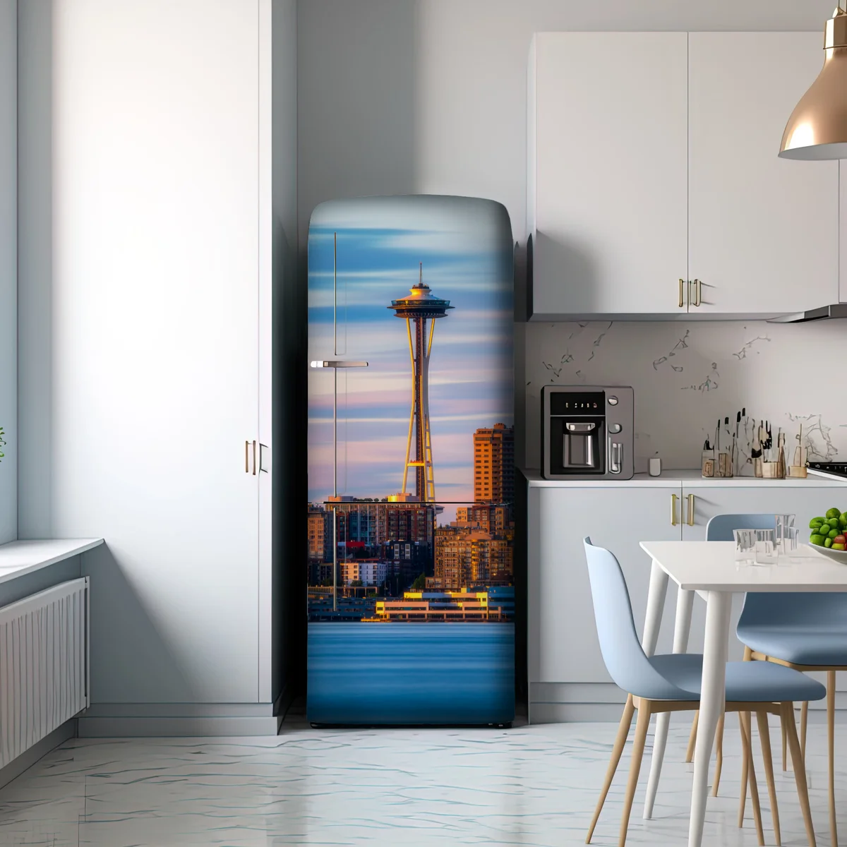 Kühlschrankaufkleber Seattle skyline mit dem Space Needle bei Sonnenuntergang Kühlschrankaufkleber Seattle skyline mit dem Space Needle bei Sonnenuntergang