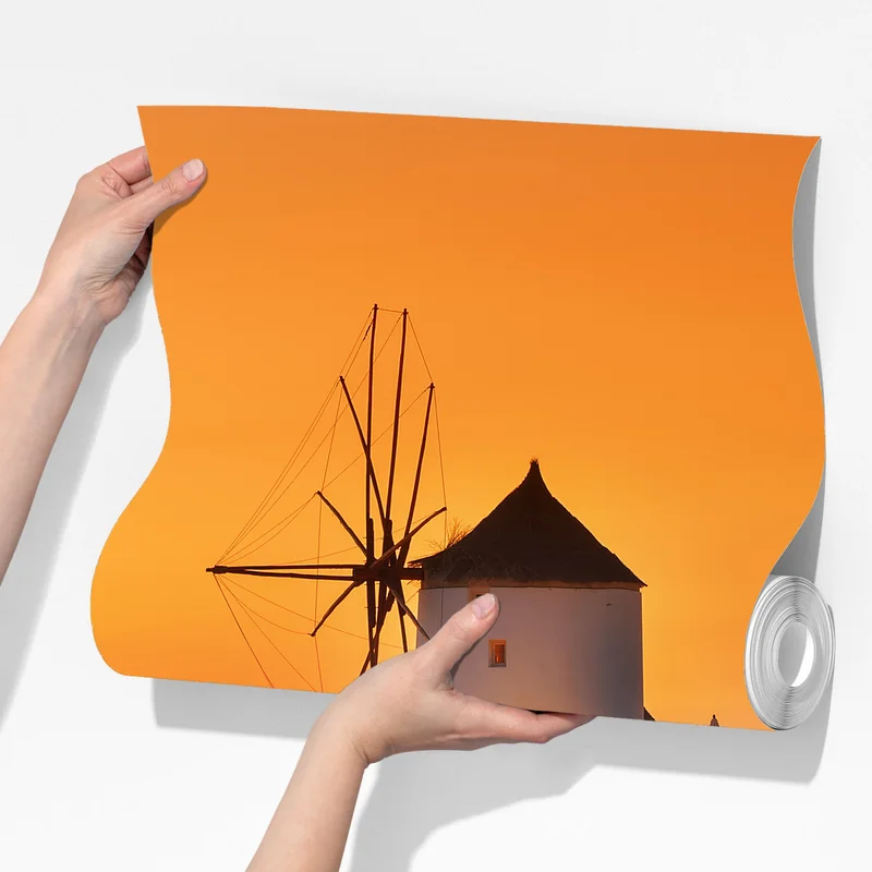 Fototapete goldener sonnenuntergang über Oia, Santorini Fototapete goldener sonnenuntergang über Oia, Santorini