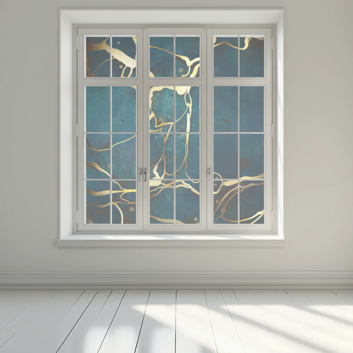 Fensteraufkleber türkis und gold abstrakt mit goldenen adern Fensteraufkleber türkis und gold abstrakt mit goldenen adern