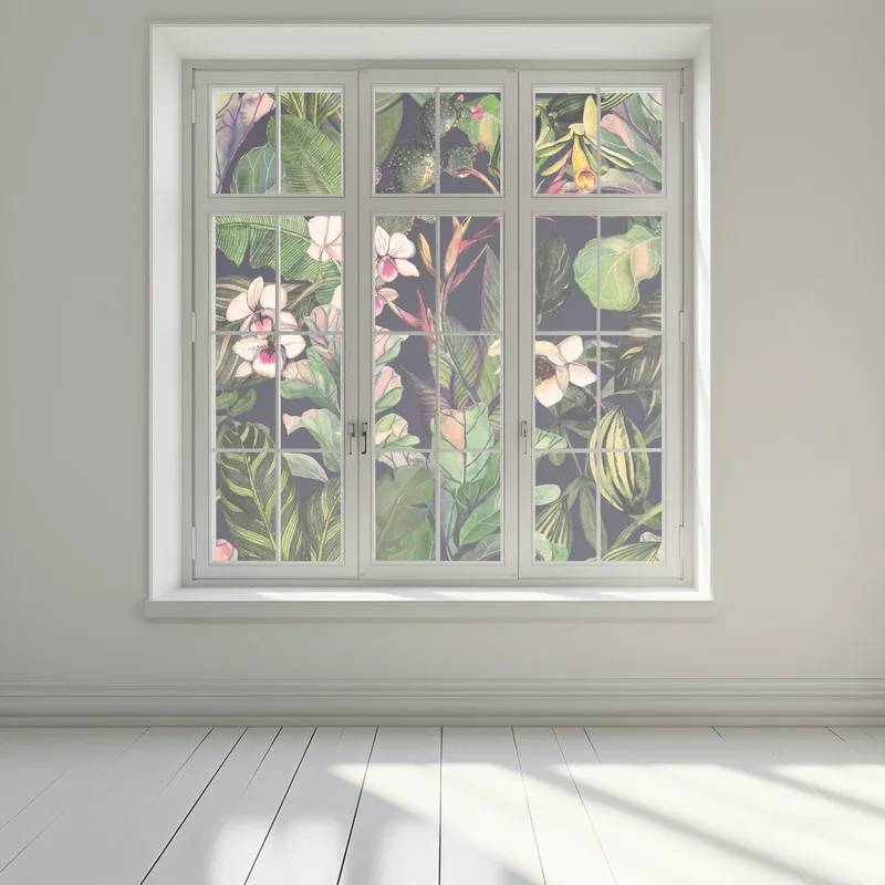 Fensteraufkleber tropisches aquarell botanikmuster