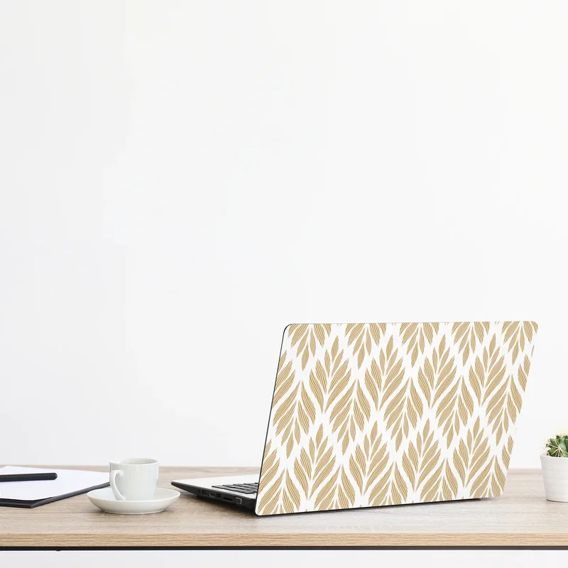Laptop-Aufkleber goldenes blattmuster nahtloses design Laptop-Aufkleber goldenes blattmuster nahtloses design