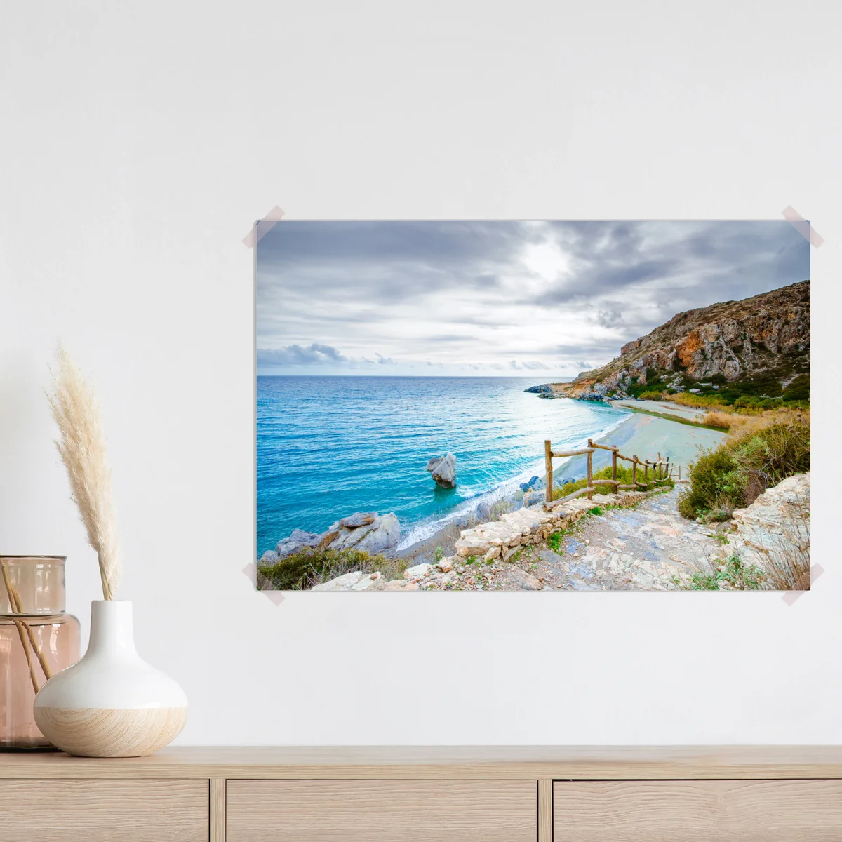 Poster ruhige türkisfarbene bucht mit küstenpfad Poster ruhige türkisfarbene bucht mit küstenpfad