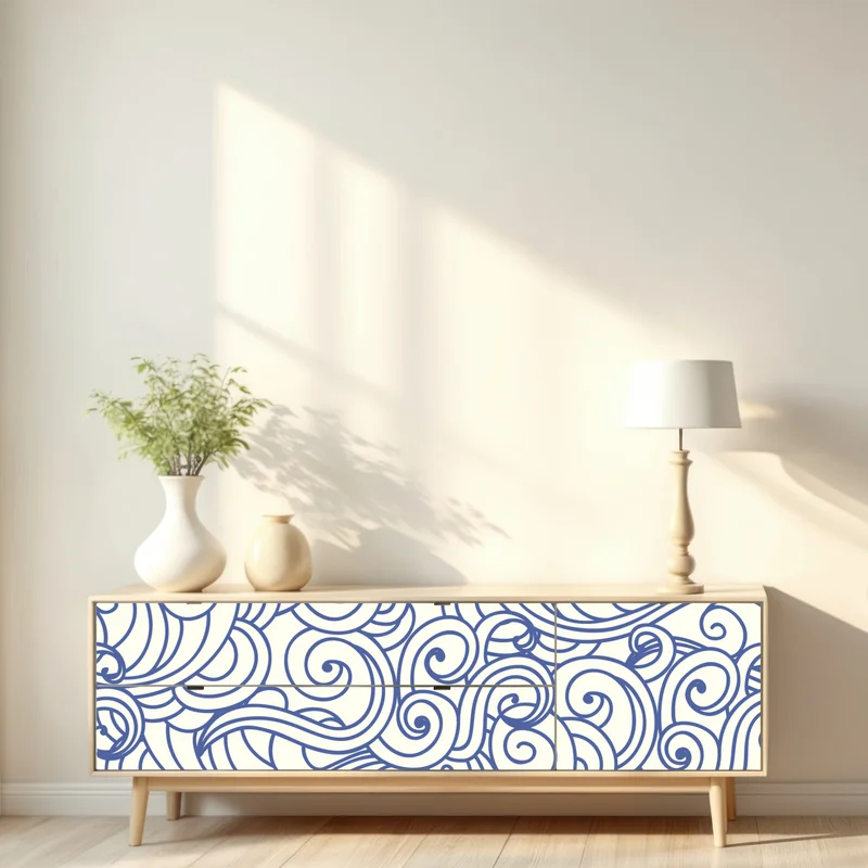 Repositionierbarer Aufkleber nahtloses blaues wirbelmuster