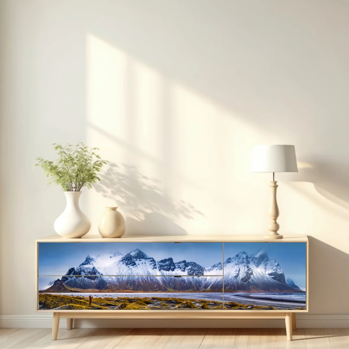 Repositionierbarer Aufkleber panorama Vestrahorn bei Stokksnes Repositionierbarer Aufkleber panorama Vestrahorn bei Stokksnes