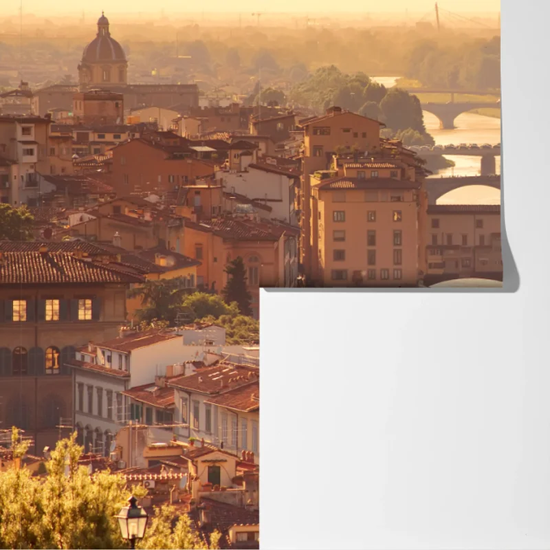 Fototapeta złoty zachód słońca nad Ponte Vecchio, Florencja Fototapeta złoty zachód słońca nad Ponte Vecchio, Florencja