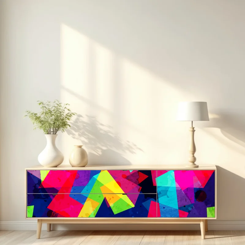 Repositionierbarer Aufkleber lebendige geometrische aquarell-collage