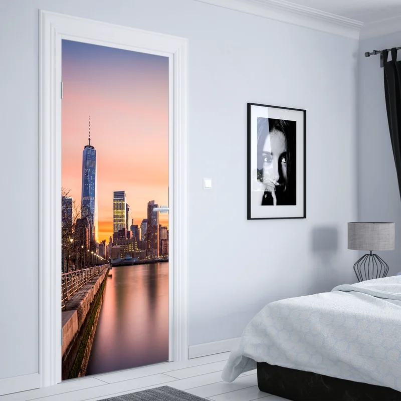 Türaufkleber Lower Manhattan bei sonnenuntergang