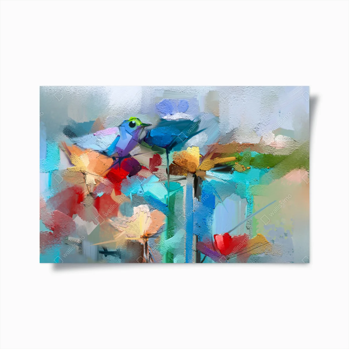 Poster leuchtender abstrakter vogel mit frühlingsblumen • Poster bei Wallnifity® Poster leuchtender abstrakter vogel mit frühlingsblumen • Poster bei Wallnifity®